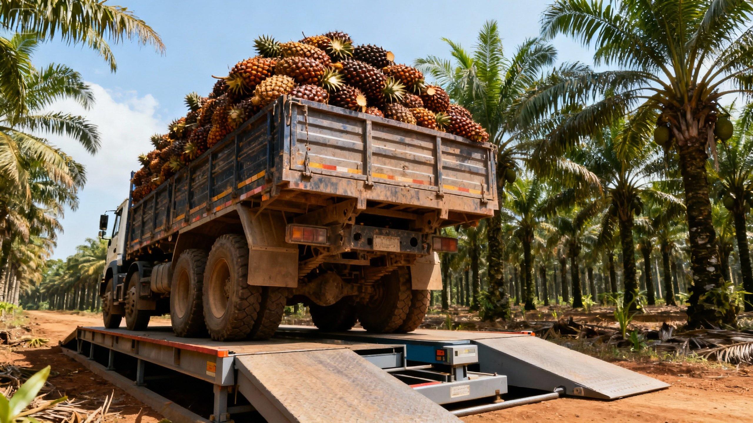 timbangan truk di perkebunan sawit